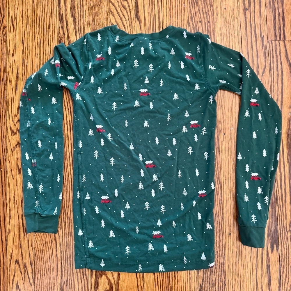 Hanna Andersson Hannasoft Christmas Pajama Top Size 10 NWOT Green Trees Holiday - Picture 3 of 3